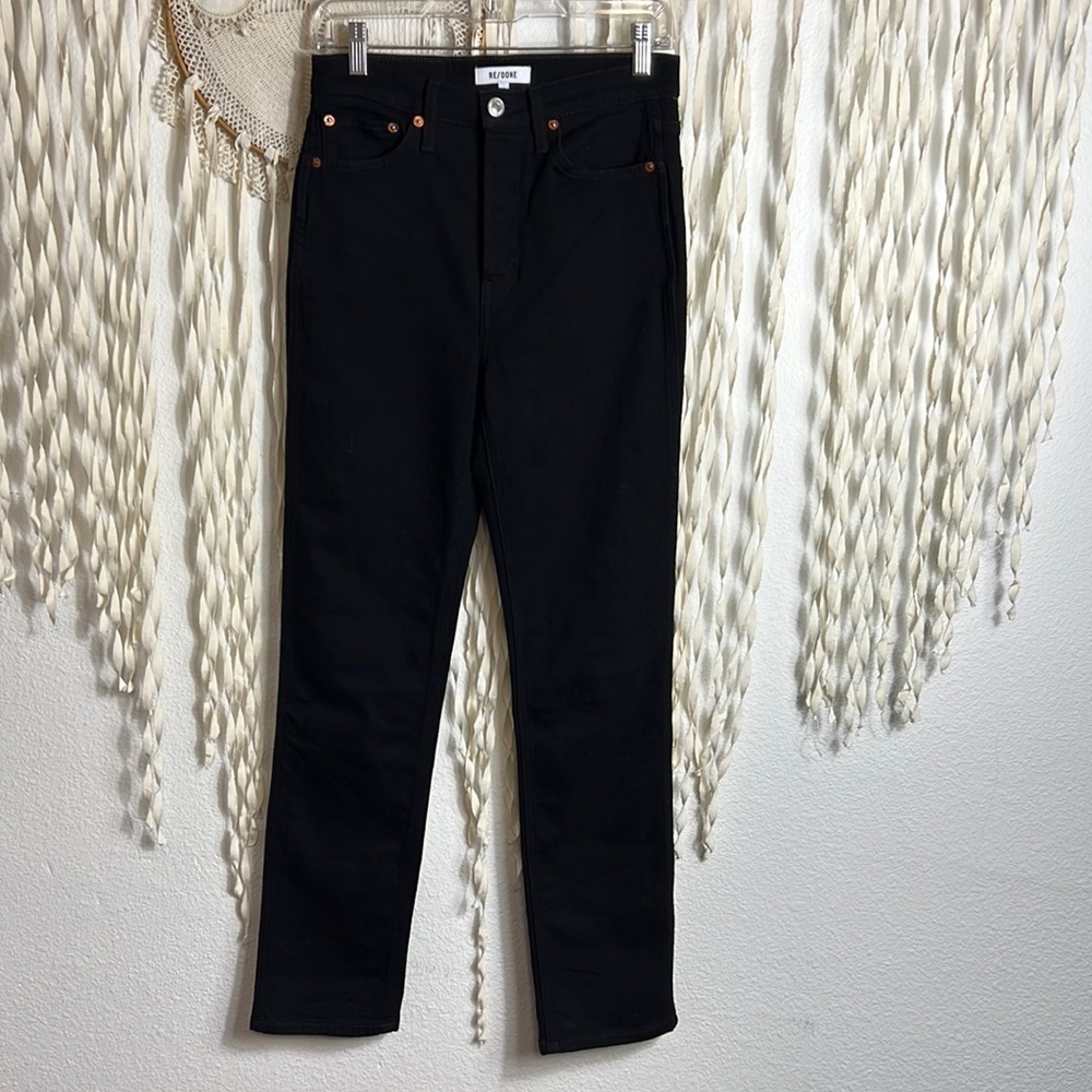 Re/Done Black Straight Leg Denim Button Fly Size 26